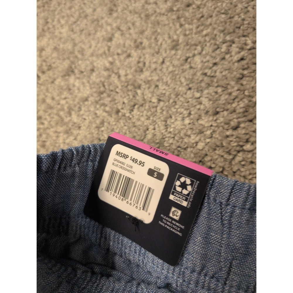 Gap Womens Small Blue Crosshatch Linen Blend Elastic Waist Drawstring Shorts NEW - Picture 3 of 10